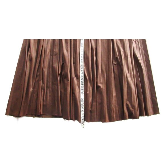 Mark New York Women Skirt Pleated Brown Faux Leather-Look Stretch Long Wide NWT - Picture 13 of 15